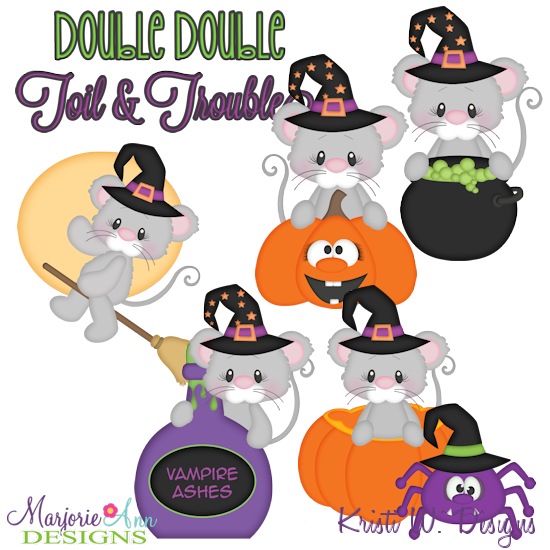 Double Double Toil & Trouble Mice SVG Cutting Files+Clipart - Click Image to Close